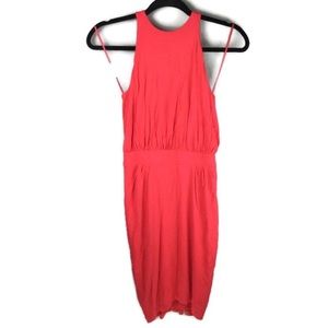 Cynthia Steffe Open Back Blouson Ruched Halter Neck Red Mini Dress Size XS